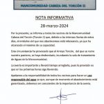 NOTA INFORMATIVA- AVERÍA MANCOMUNIDAD TORCÓN II