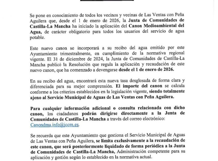 Bando Canon Medioambiental del Agua JCCM