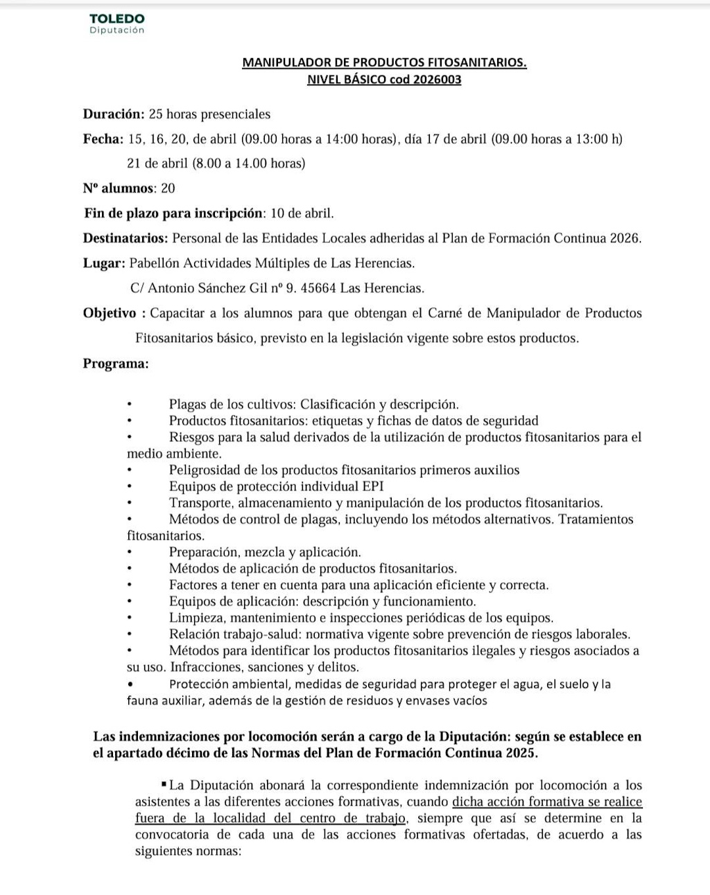 manipulador Fitosanitarios Diputación