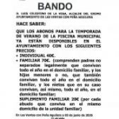 ABONOS DE LA PISCINA MUNICIPAL