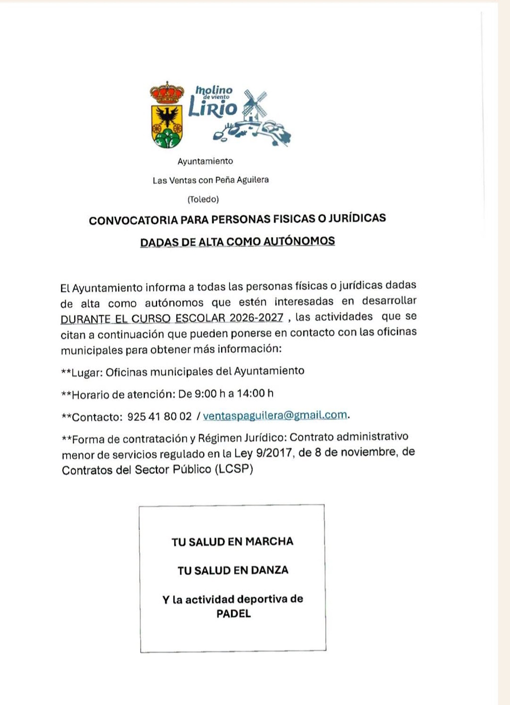 Convocatoria puestos de…