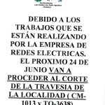 CORTE DE LA TRAVESÍA DEL MUNICIPIO POR TRABAJOS EN LA RED ELÉCTRICA