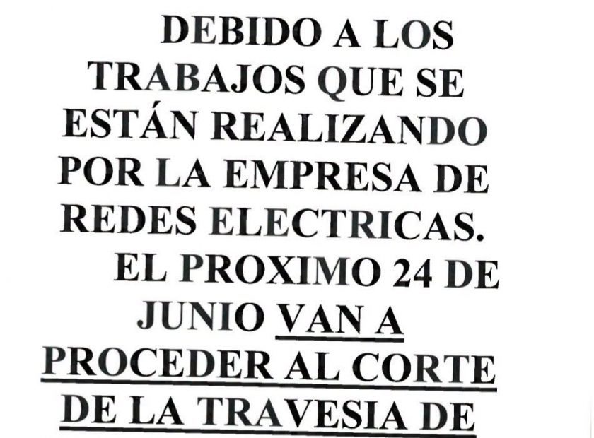 Corte carretera principal