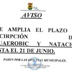 SE AMPLIA EL PLAZO DE INSCRIPCIÓN A ACUAEROBIC Y NATACIÓN