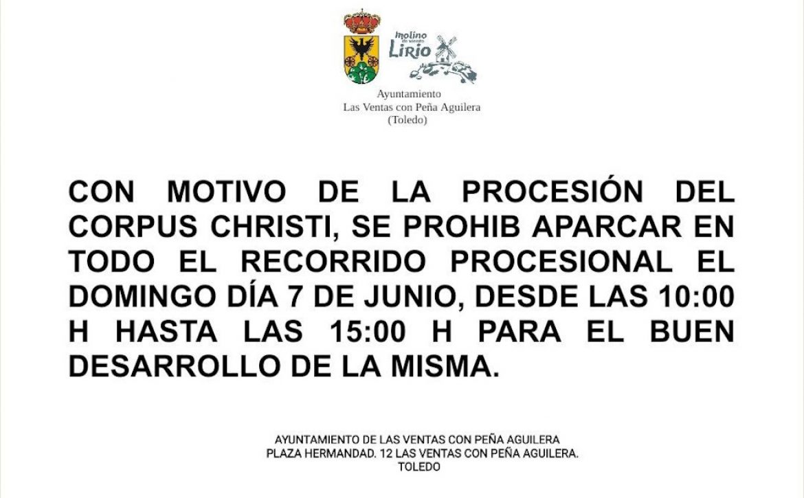 Prohibido aparcar por el Corpus