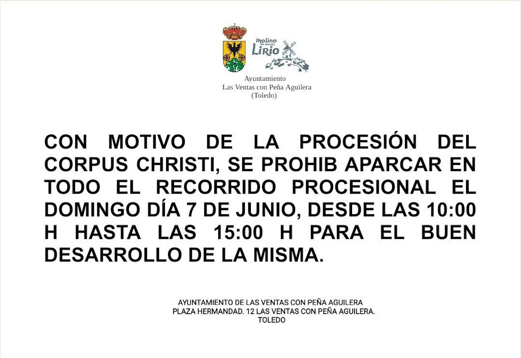 Prohibido aparcar por el Corpus