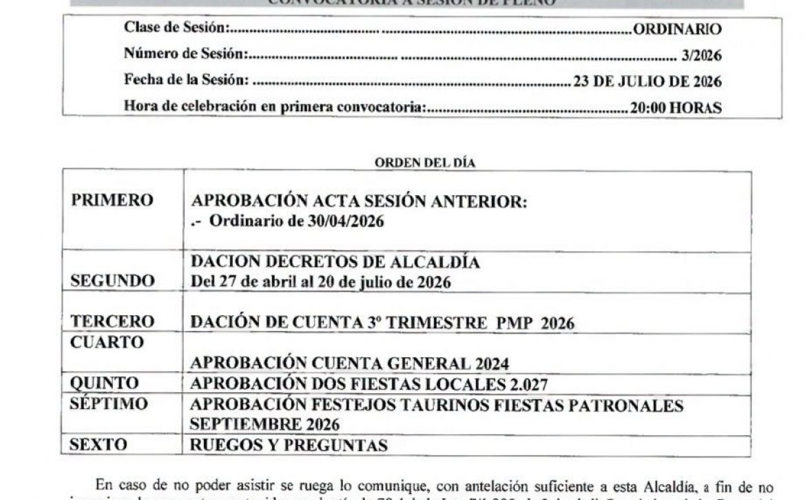 Pleno ordinario