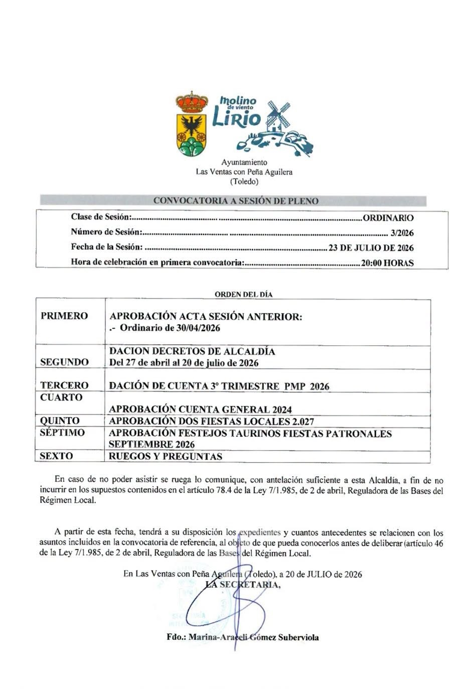 Pleno ordinario