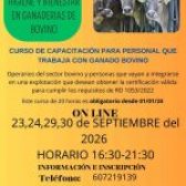 CURSO DE BIOSEGURIDAD, HIGIENE Y BIENESTAR ANIMAL EN EXPLOTACIONES DE BOVINO