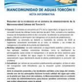 NOTA INFORMATIVA. MANCOMUNIDAD AGUAS TORCÓN II