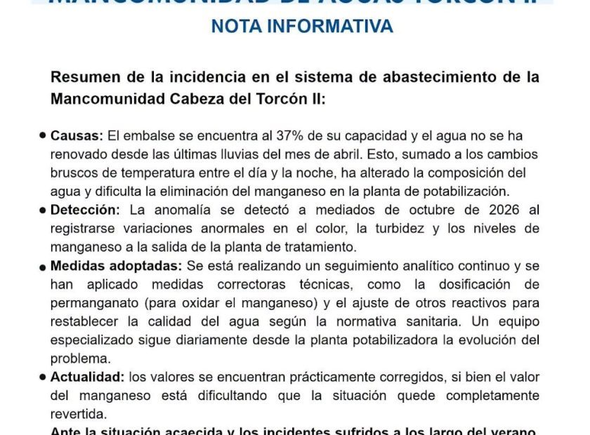 Comunicado Mancomunidad del Torcón II