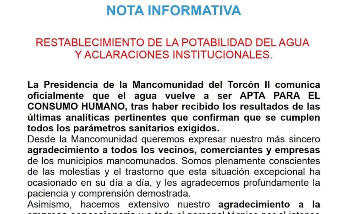 Restablecimiento del Agua Potable