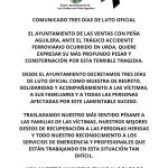 COMUNICADO POR EL ACCIDENTE DE URDA
